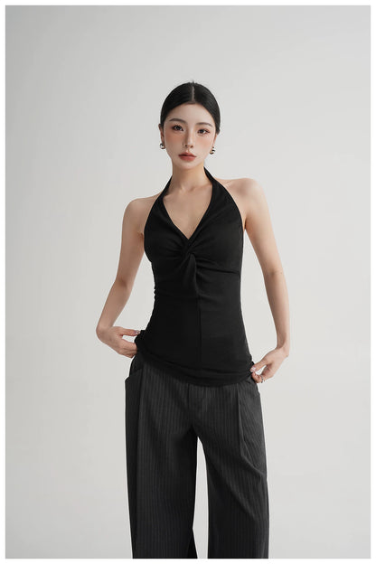 Silk-Blend Draped Halterneck Camisole