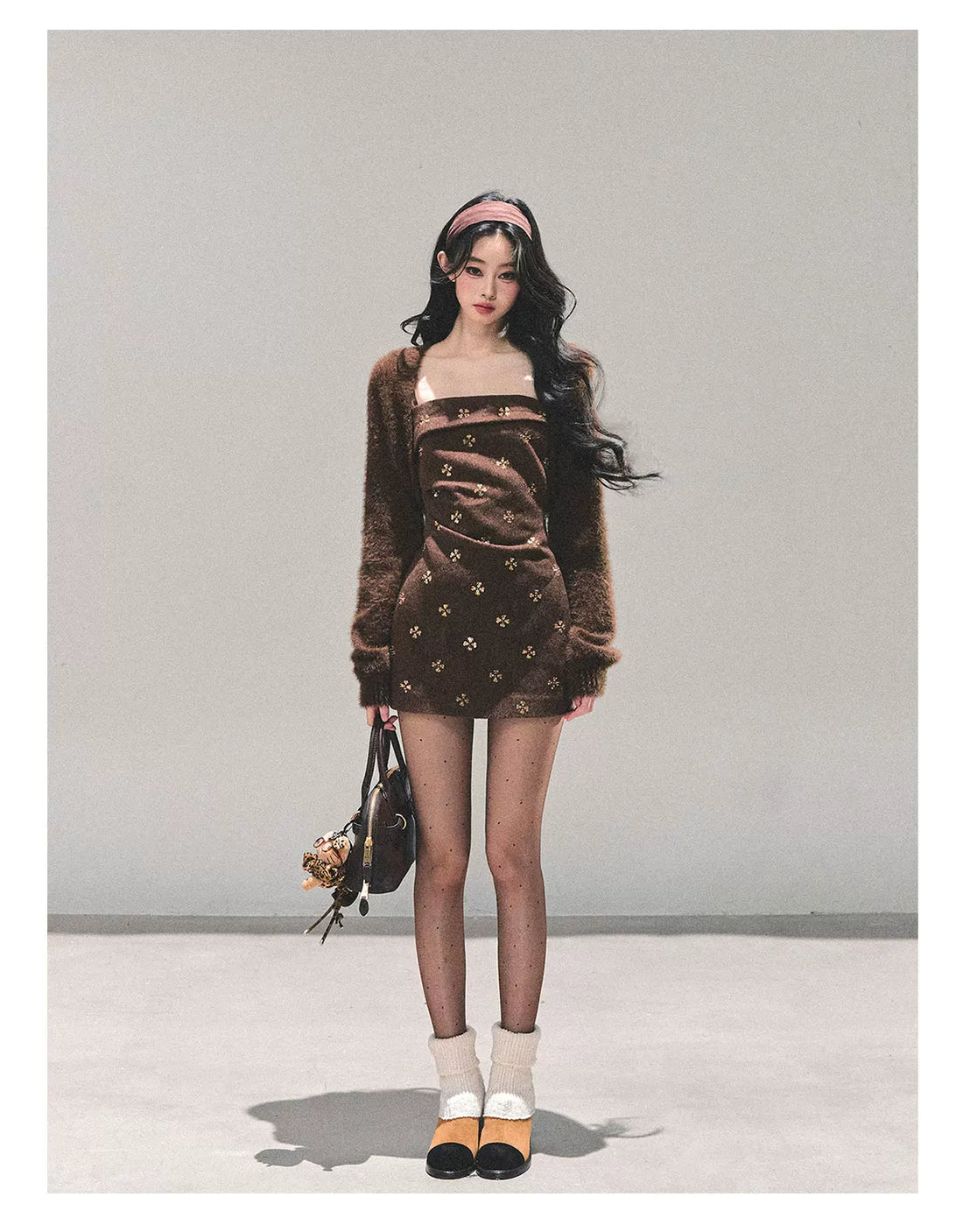 French Wool Strappy Bodycon Mini Dress