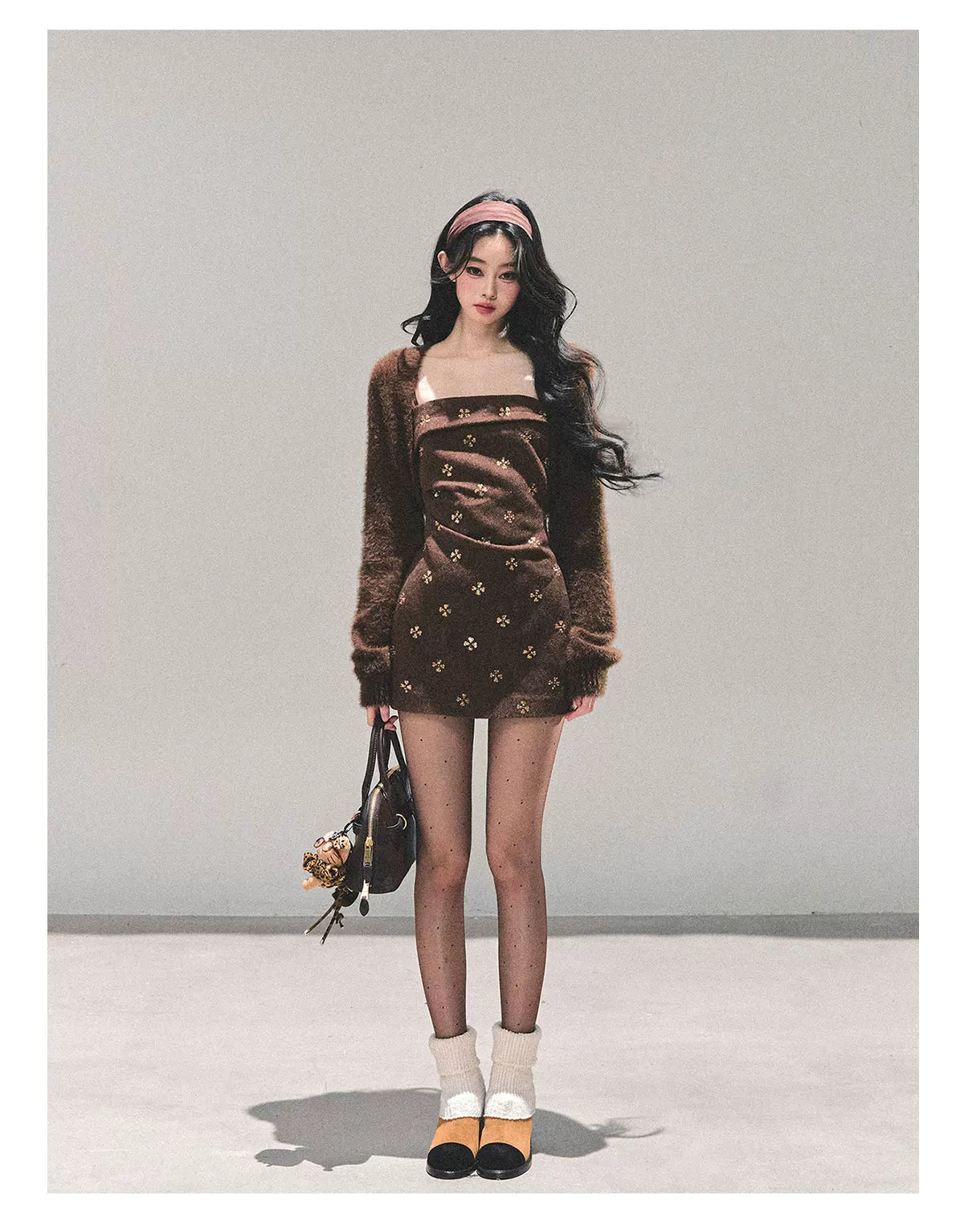 French Wool Strappy Bodycon Mini Dress