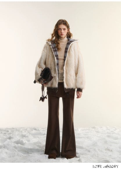 Asgony Asymmetric Layered Flare Knit Pants