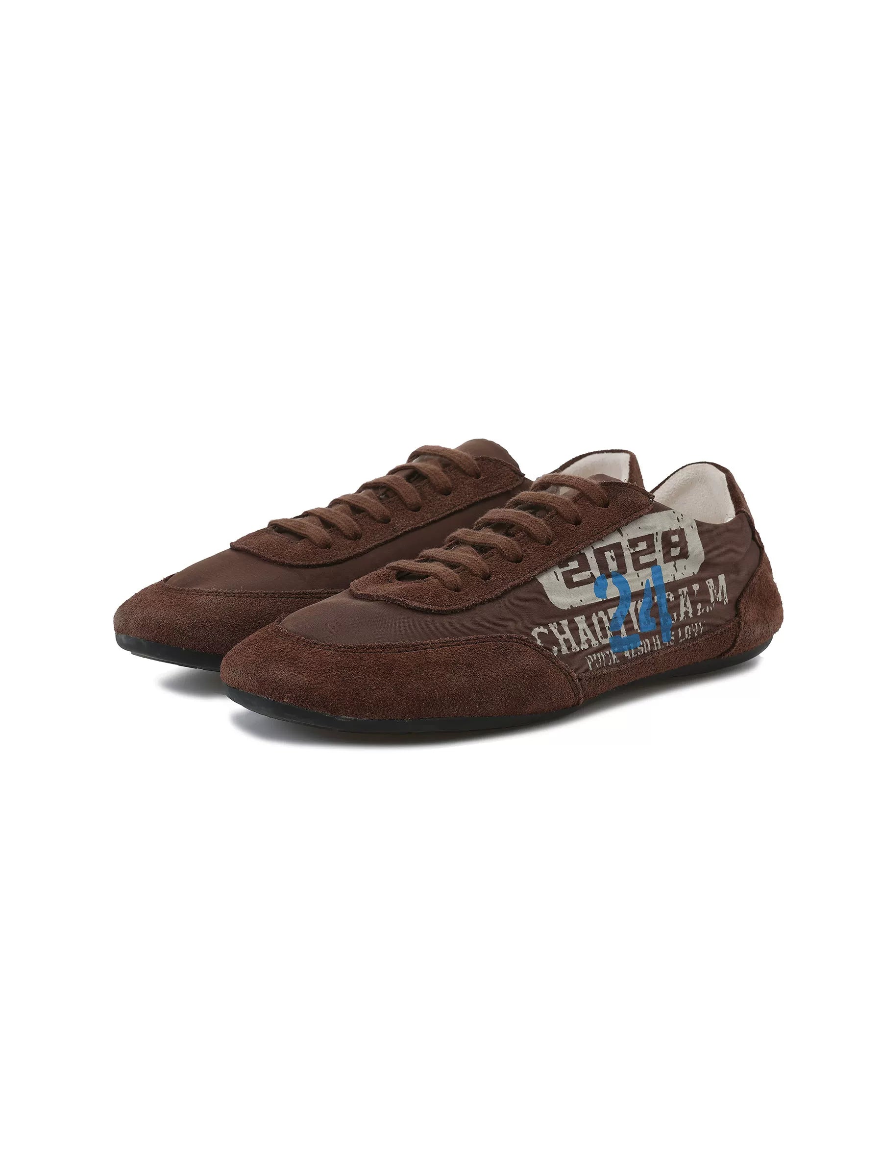 Leopard-Panel Low-Top German Trainer Sneakers