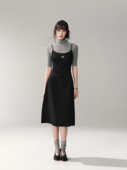 Minimalist Cotton A-Line Slip Midi Dress