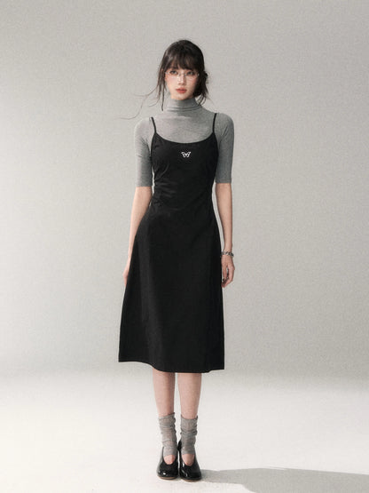 Minimalist Cotton A-Line Slip Midi Dress