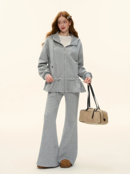 Peplum Hoodie &amp; Subtle Flared Pants Set