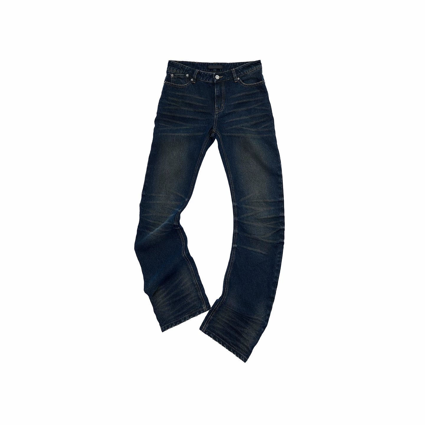 Vintage Pleated Washed Slim Curved Denim Pants