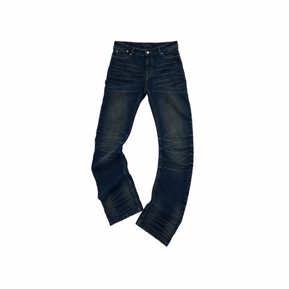 Vintage Pleated Washed Slim Curved Denim Pants