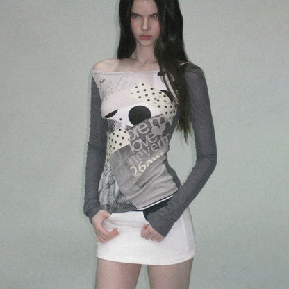 Color-Block Long-Sleeve Graphic T-Shirt