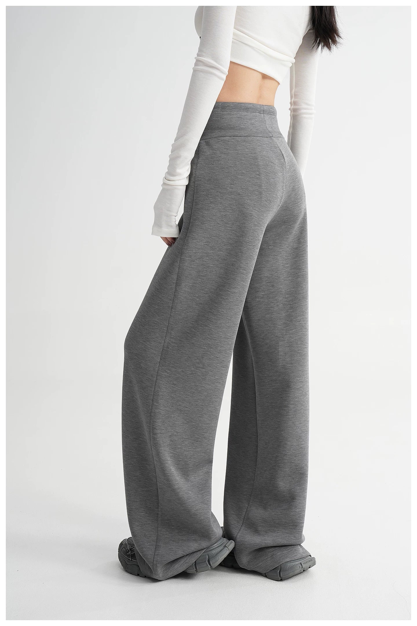 High-Waisted Knit Wide-Leg Trousers