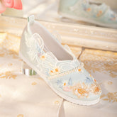 Embroidered Pearl Tassels Flat Shoes - CHINASQUAD