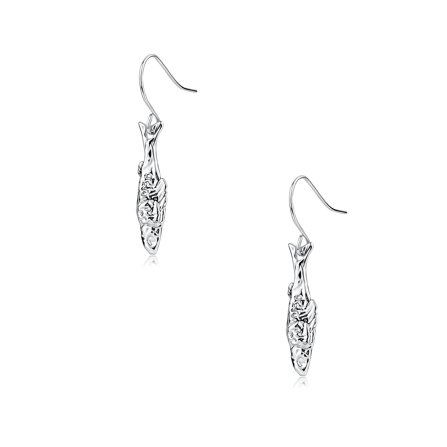 Silver-Tone Mini Fishbone Stud Earrings
