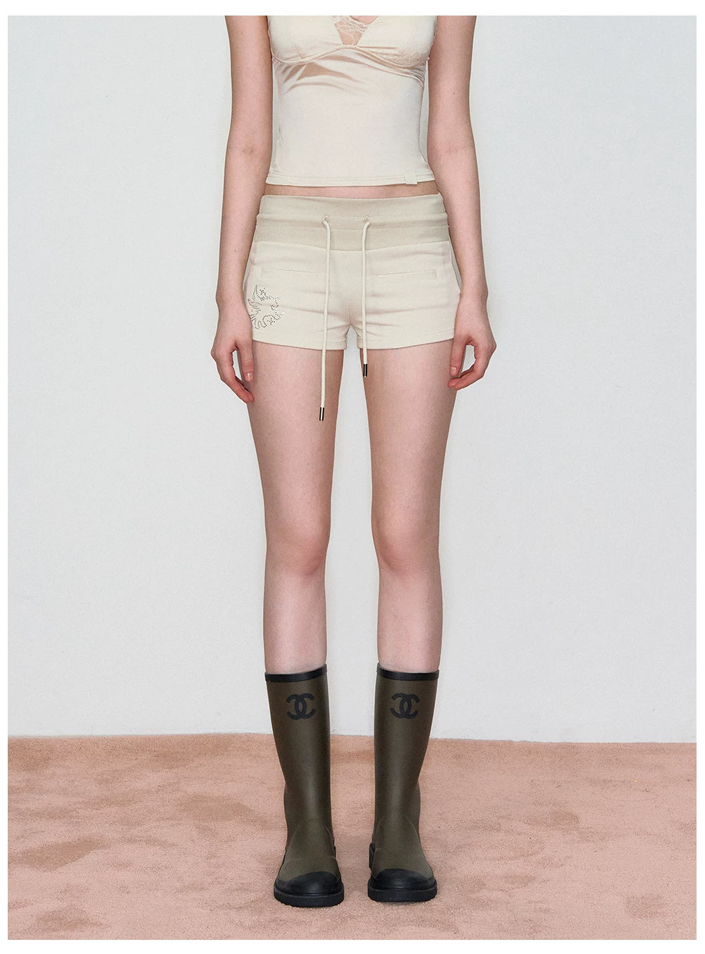 Rhinestone-Embellished Hooded Sweatshirt Jacket