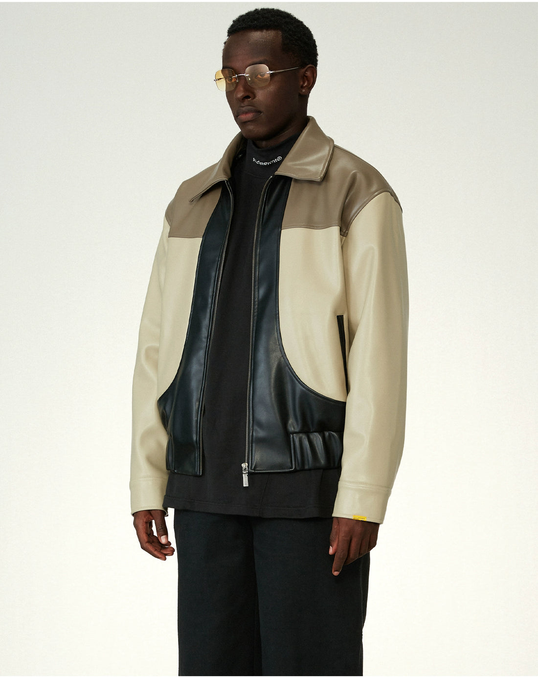 Color-Block Leather Cotton Jacket - CHINASQUAD