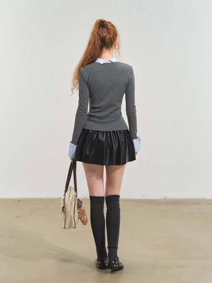 Puff PU Skirt