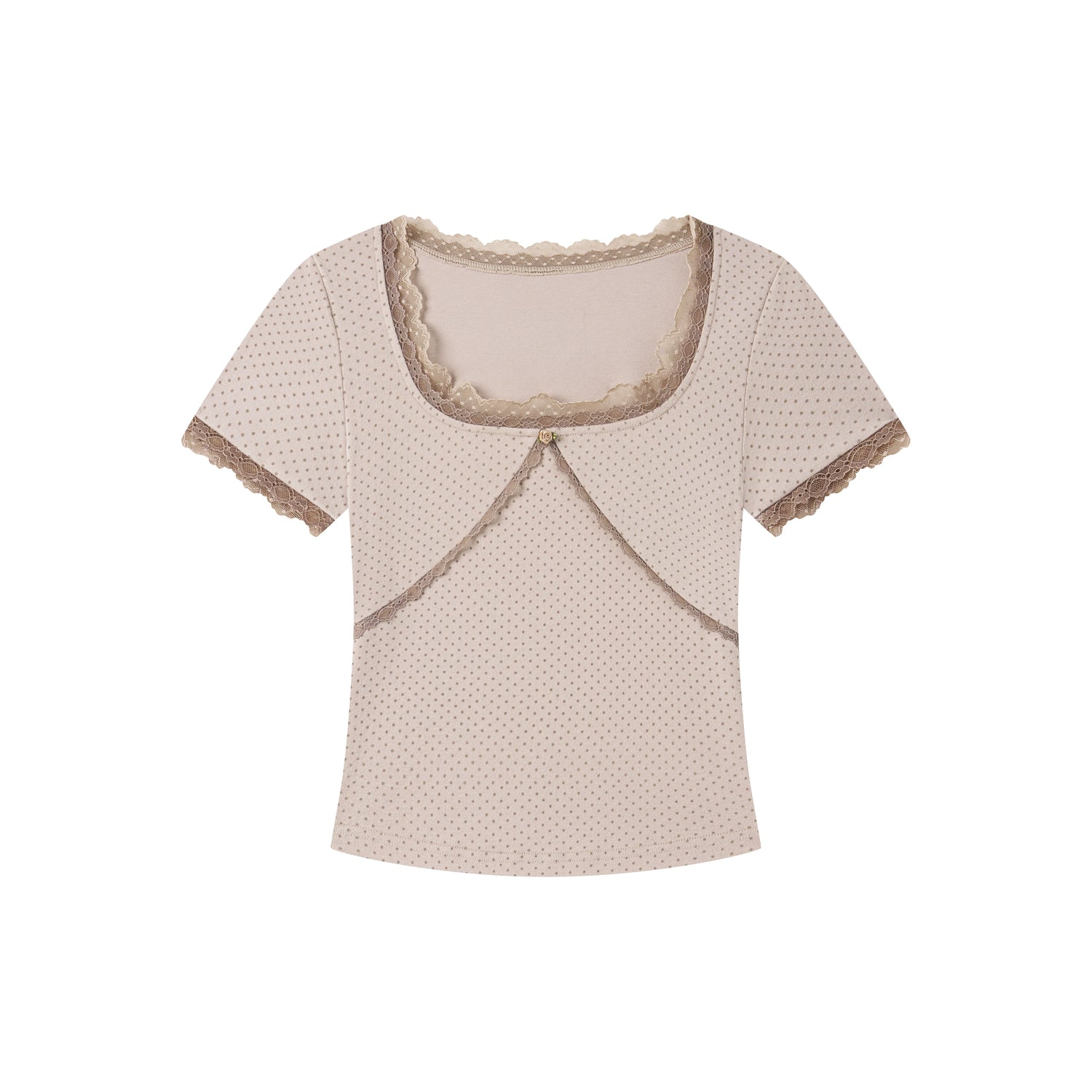 Vintage Lace Square-Neck Fitted T-Shirt
