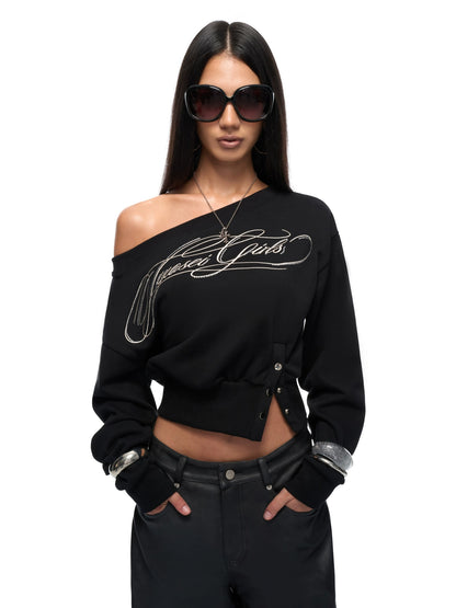 Crop Sweatshirt &amp; Faux Leather Pants Set