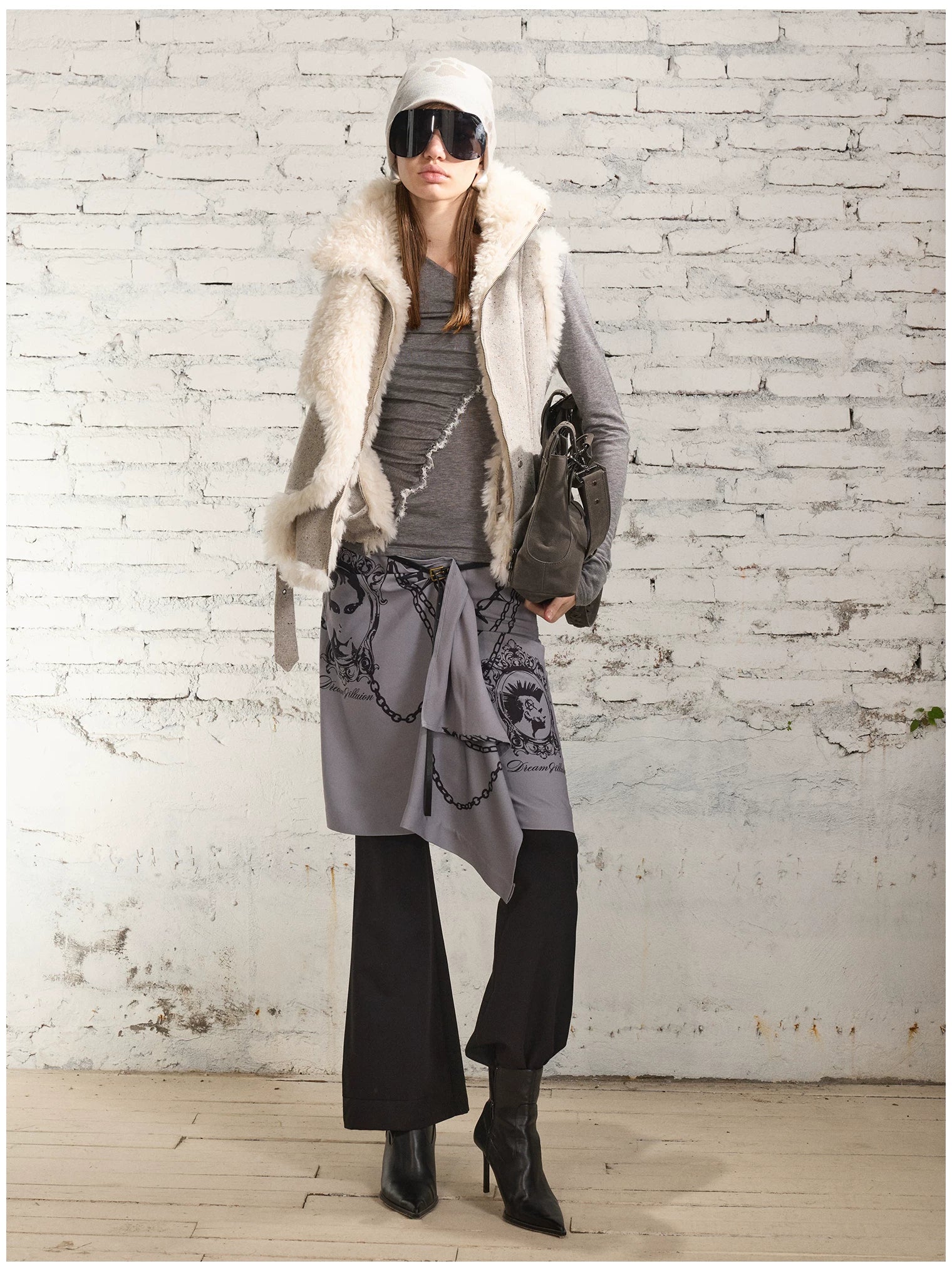 Vintage Shearling Wool-Blend Collared Vest