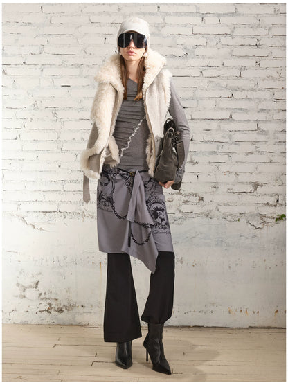 Vintage Shearling Wool-Blend Collared Vest
