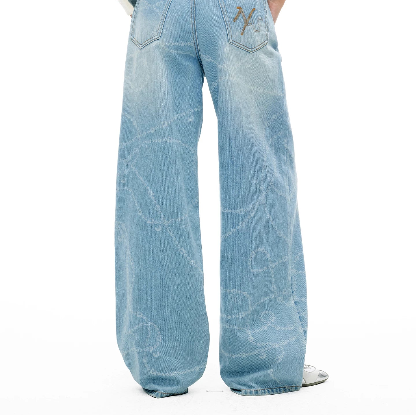 Beverly Printed Wide-Leg Denim Pants