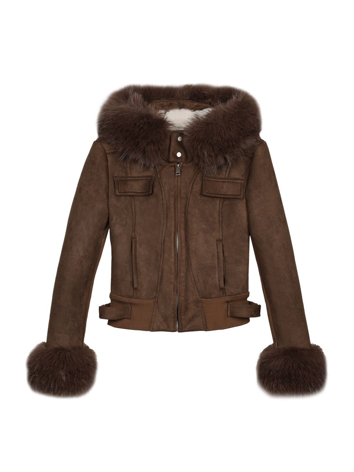 Fur Collar Hooded Shearling Jacket