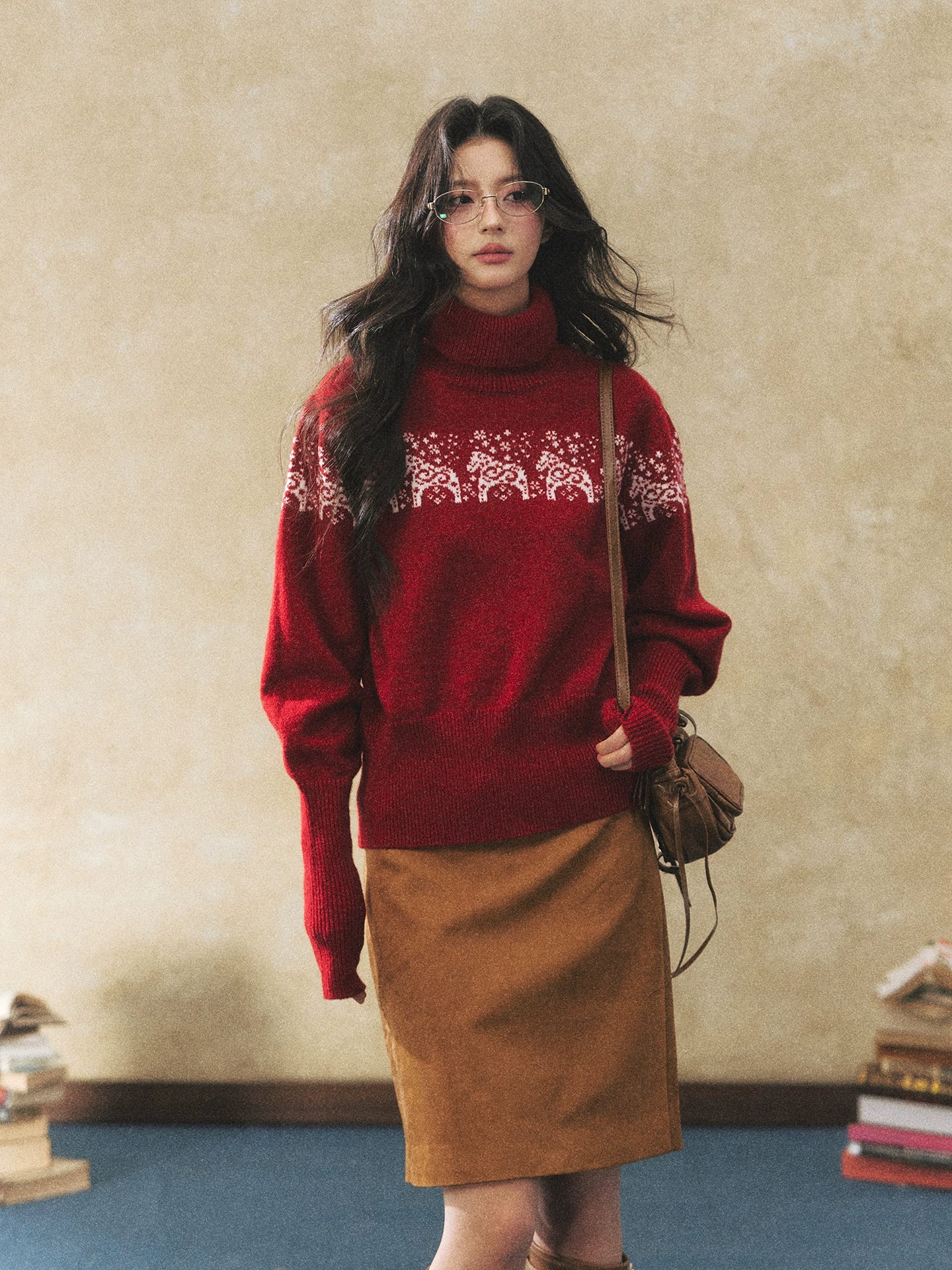 Vintage Faux Suede Midi Skirt