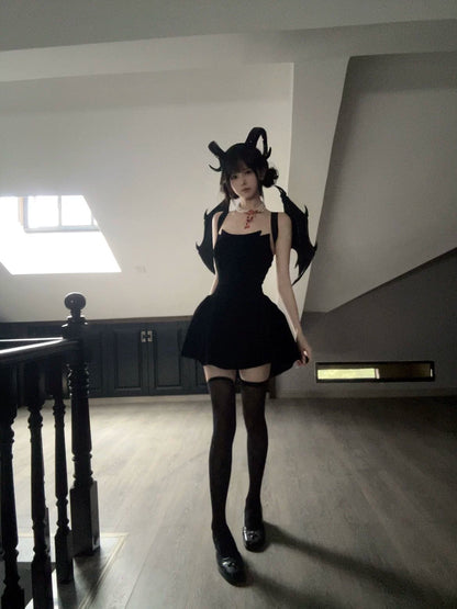 Devil’s Kiss Strapless Velvet Puff Dress