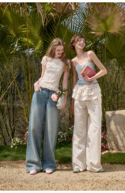 Little Bunny Printed Relaxed Wide-Leg Pants