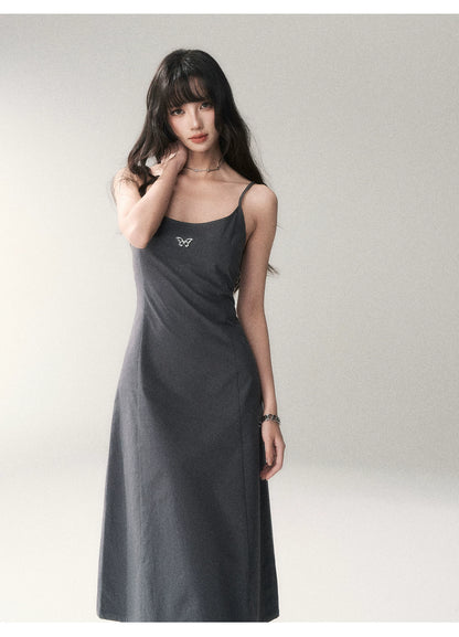 Minimalist Cotton A-Line Slip Midi Dress