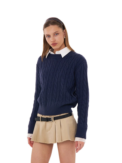 Cable Knit Crewneck Sweater