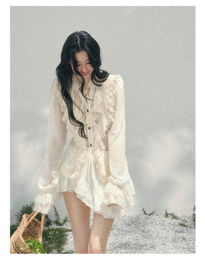 Vintage Lace Ruffle Shirt