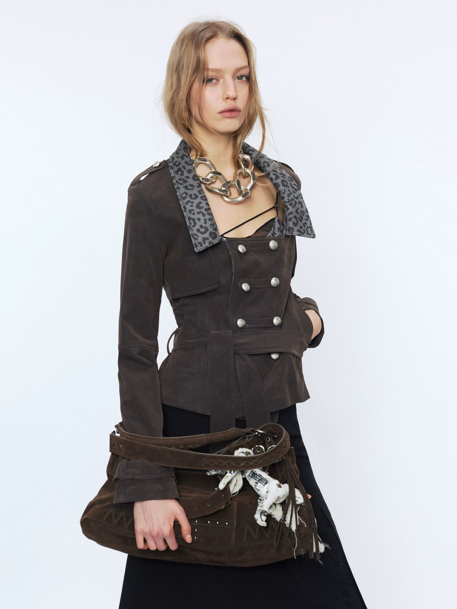 Punk Suede Short Trench Jacket