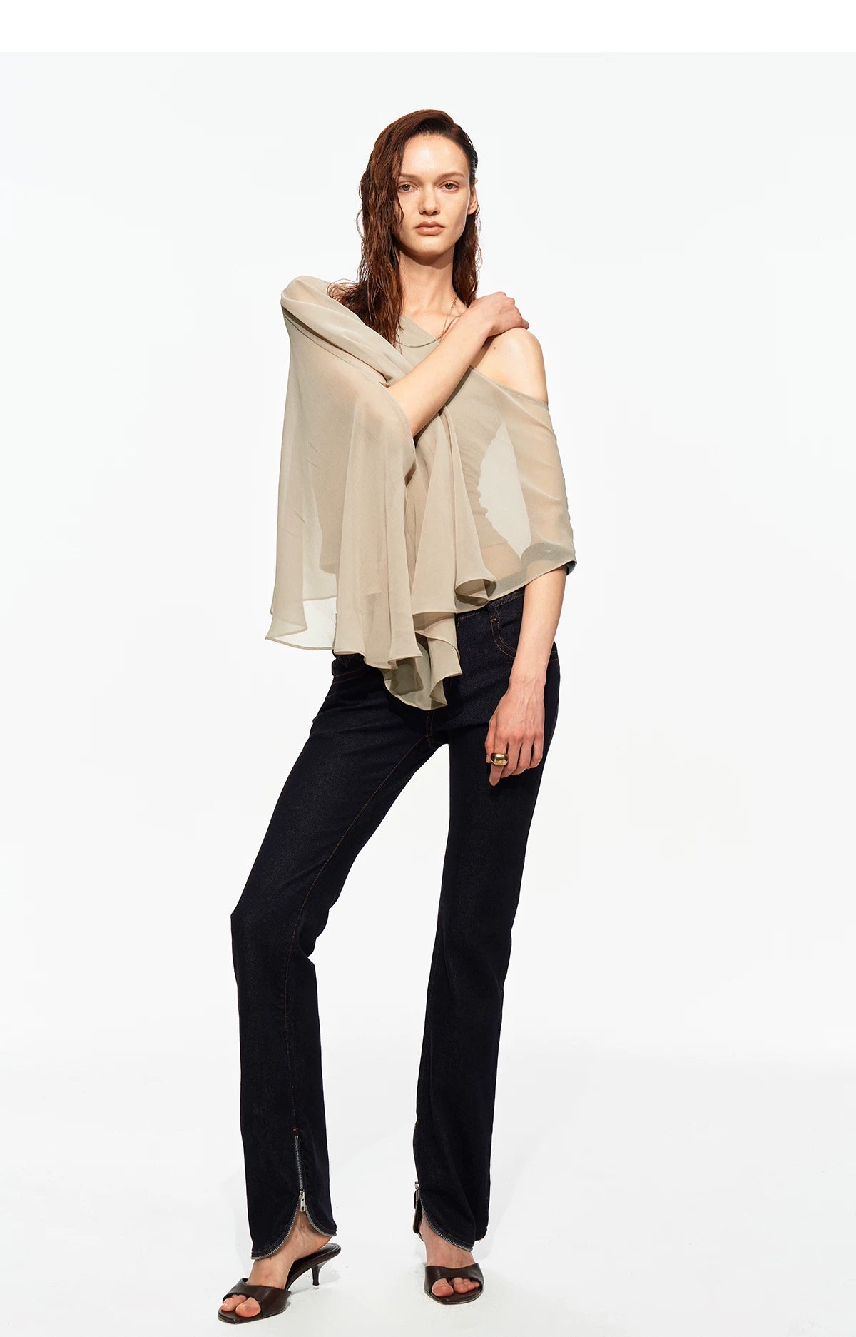 Matte Chiffon Cape Top