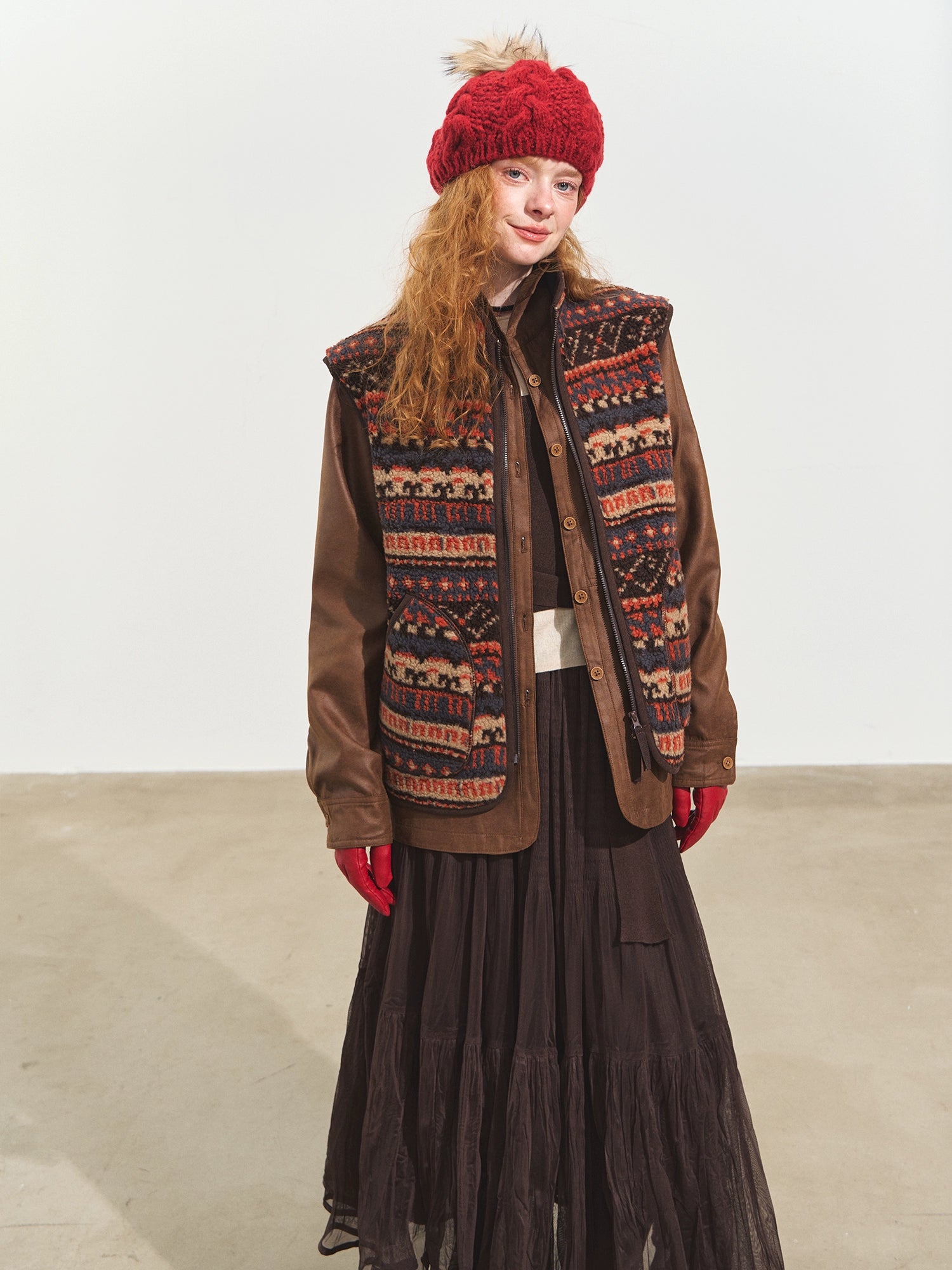 Fair Isle Fleece Knit Vest