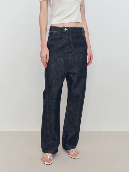 Micro Raw Denim Low-Rise Jeans
