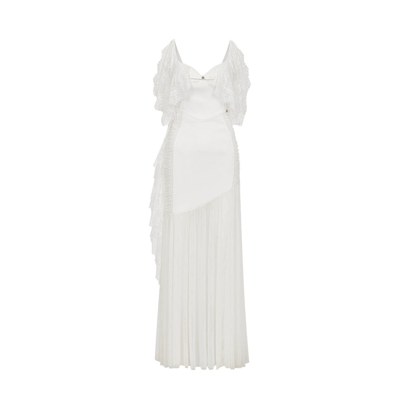 Fille Lace Panel Mesh Mermaid Dress
