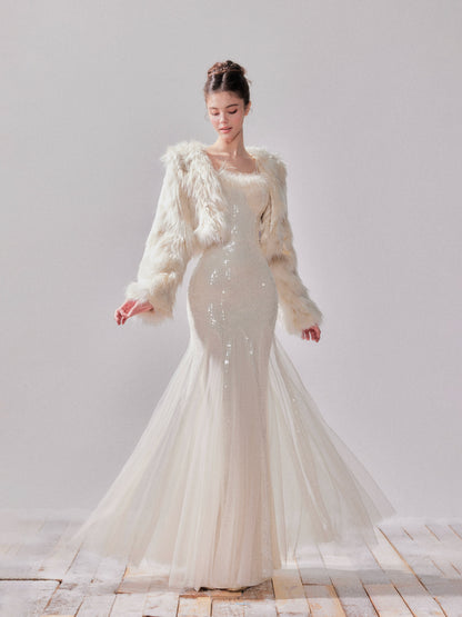 Snowmist Faux Fox Fur Toggle Cropped Jacket