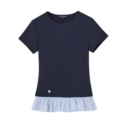Fake Two-Piece Patchwork Puff Sleeve