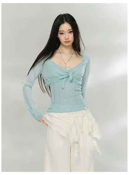 Knit Cardigan &amp; Camisole Two-Piece Set
