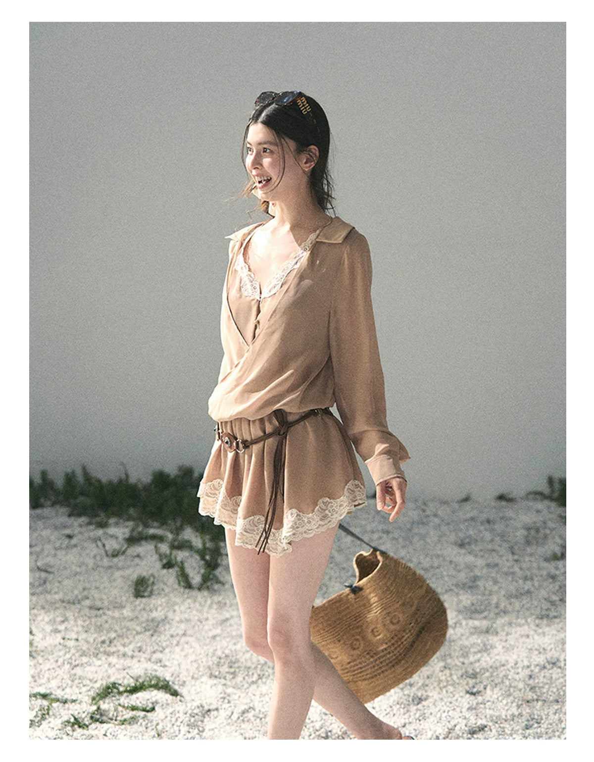French Lace Belted Mini Dress