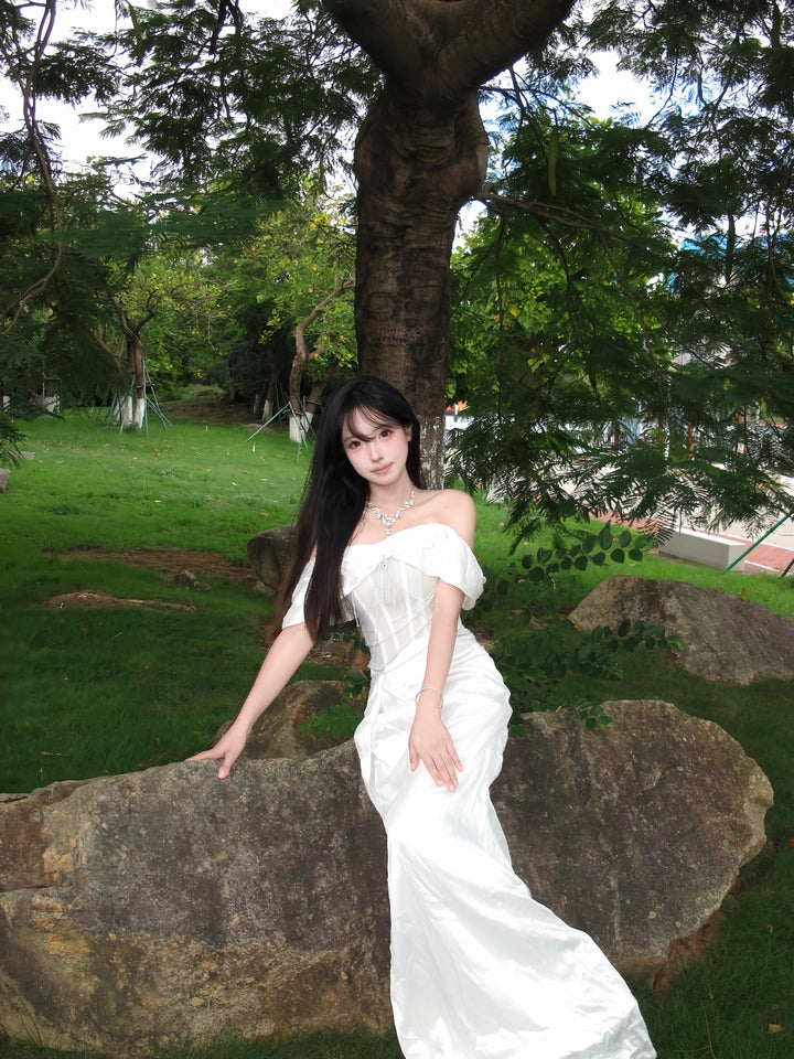 Icy Serene Sculpted Silken Gown