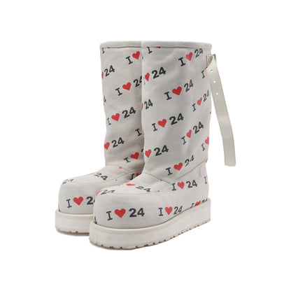 Letter Print Suede Snow Boots