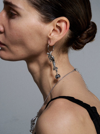 Silver Mermaid Drop Reshaped Romance Vintage Earrings