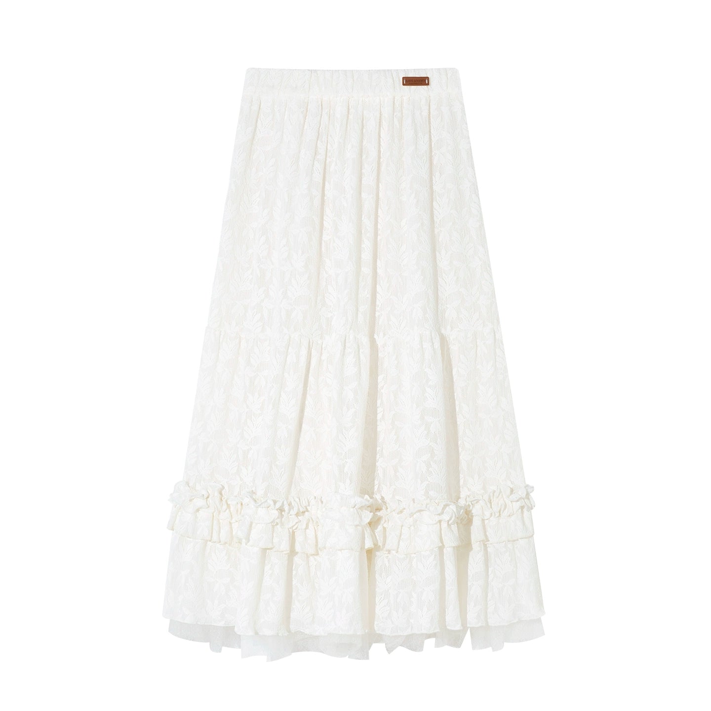 Tiered Jacquard Ruffled Midi Skirt