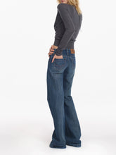Washed Blue Embroidered Straight Jeans - CHINASQUAD