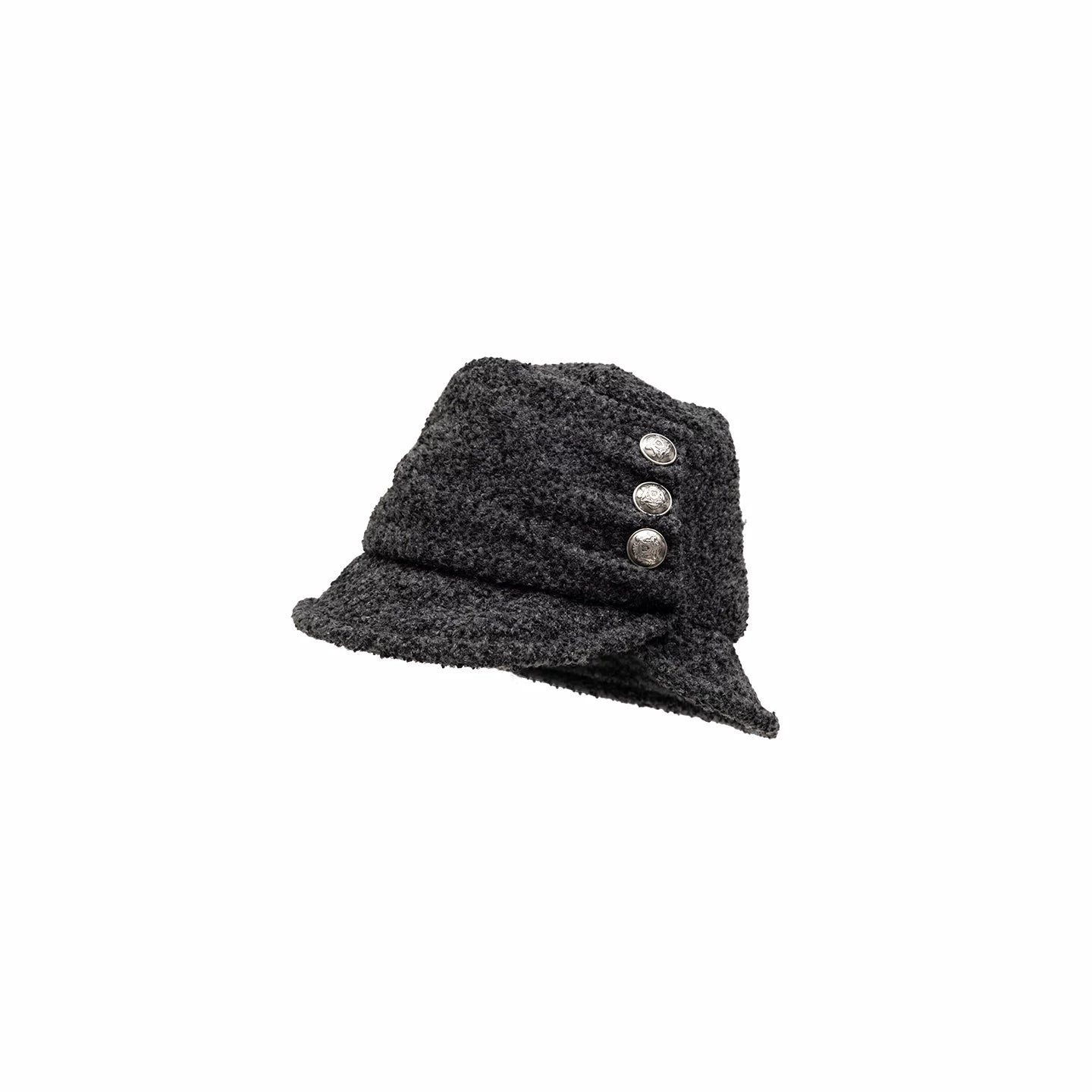 Vintage Tweed Ruched Bucket Hat