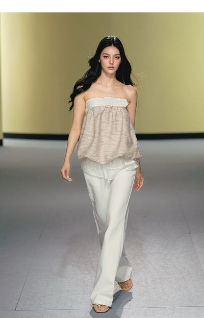 Ballet Lace-Trim Deconstructed Flare Pants