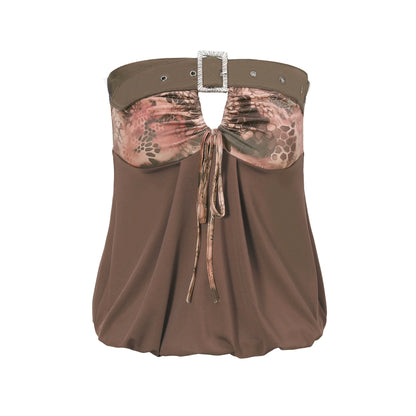 Rhinestone-Embellished Suede Strapless Bustier