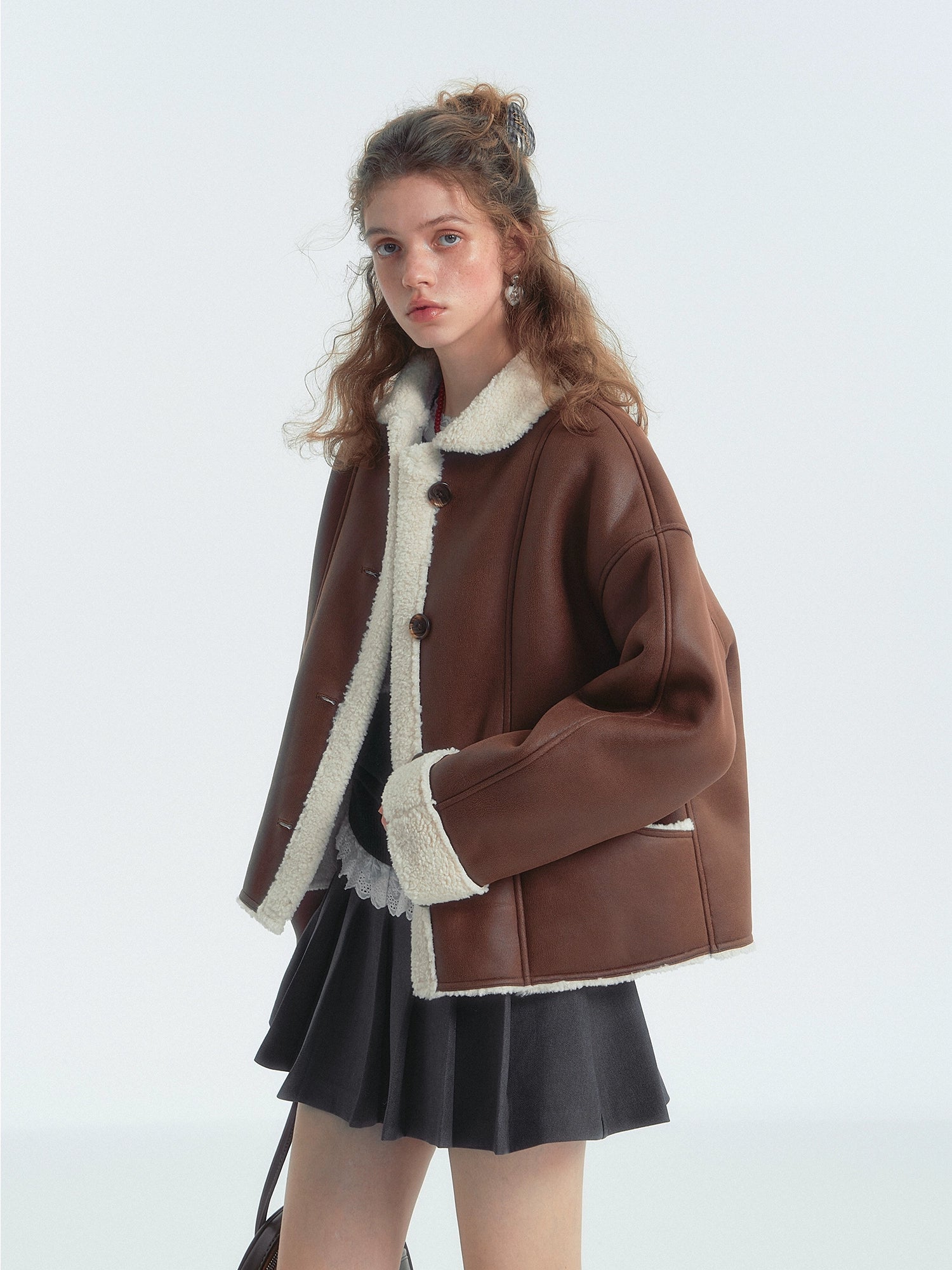 Collar Shearling Crop Jacket