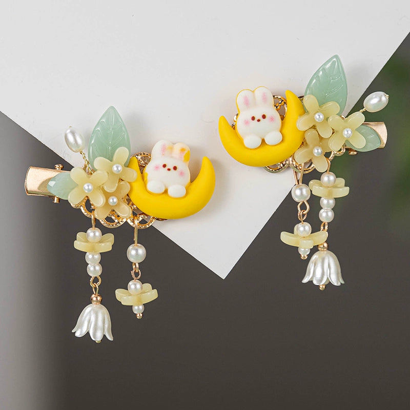 Osmanthus Rabbit Hair Clip Pair