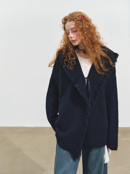 Fringed Hooded Cardigan