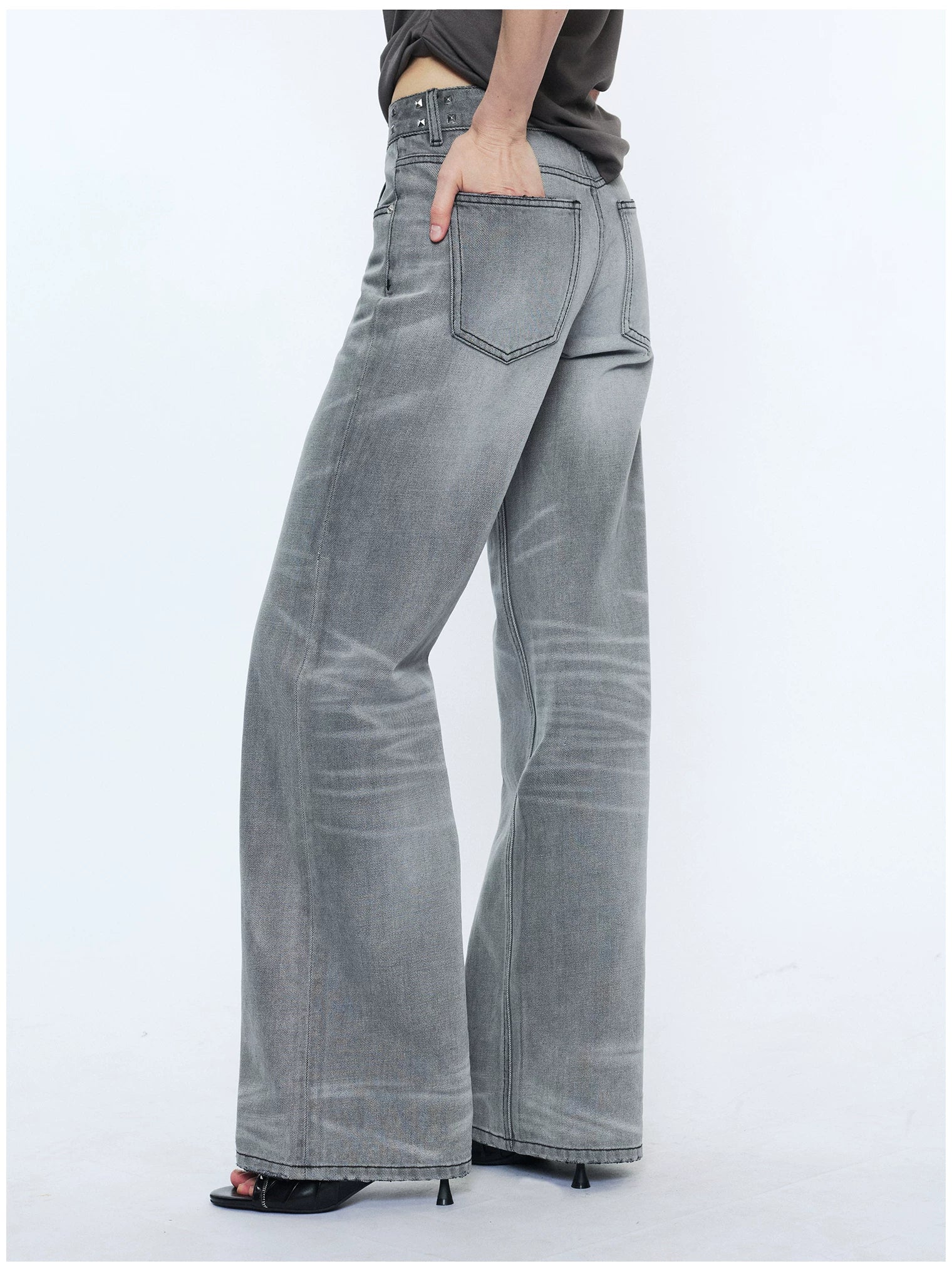 Straight-Leg Washed Denim Jeans